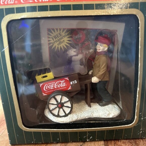 Vintage 1996 Coca Cola Town Square Collection Vendor Boy 64339 Christmas Village - Picture 2 of 16